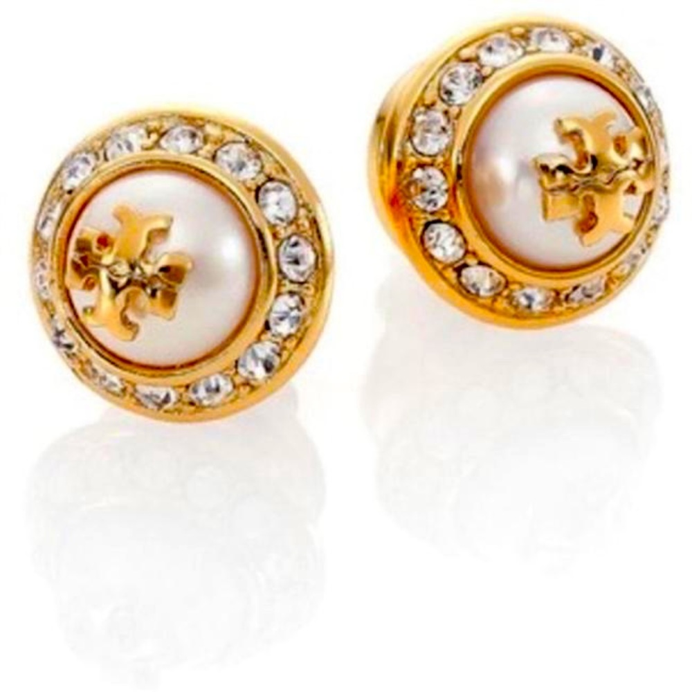 NEW Tory Burch Natalie Domed White Pearl Studs